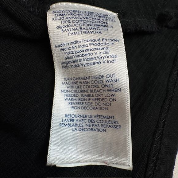 Chaps Sz 3X Plus Black Henley Sparkly Silver Beading Long Sleeve Top - Picture 10 of 11